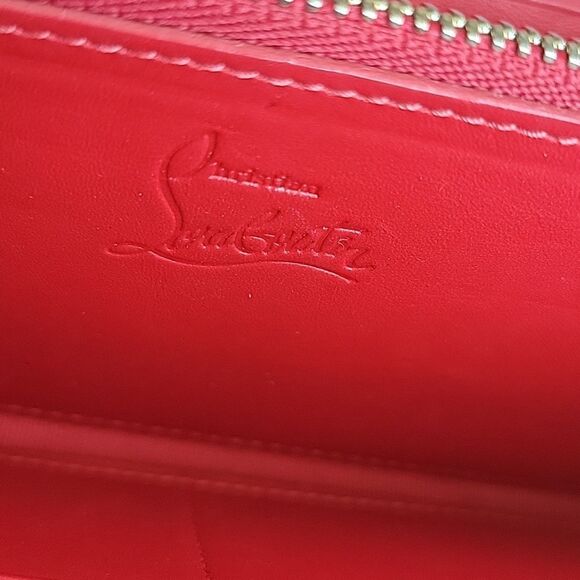 Christian Louboutin PANNETTONE Stud ZIP LONG WALLET BLACK RED SOLE GOLD SILVER - Picture 8 of 10